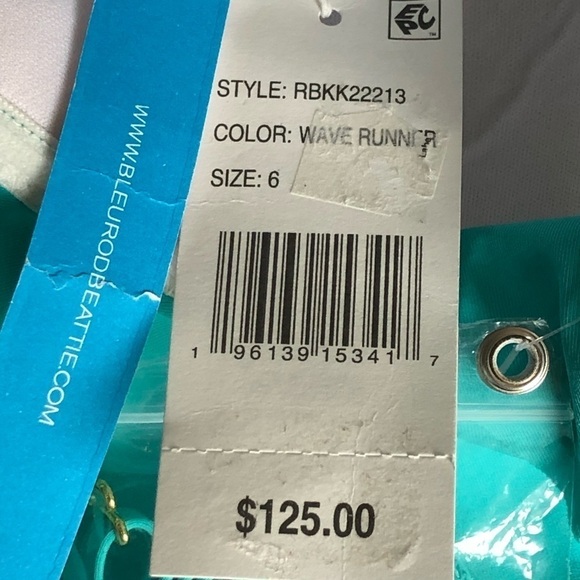 Bleu Rod Beattie Wave Runner Ruffle One Piece Swimsuit Turquoise - Picture 7 of 15